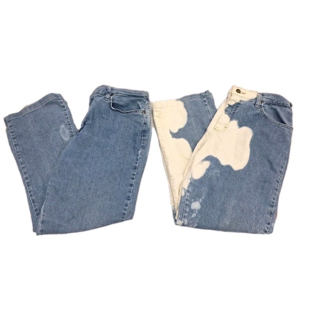 Lee Relaxed Fit At The Waist Women's Size 14 Blue Jeans 34x30 Custom Lot Of TWO